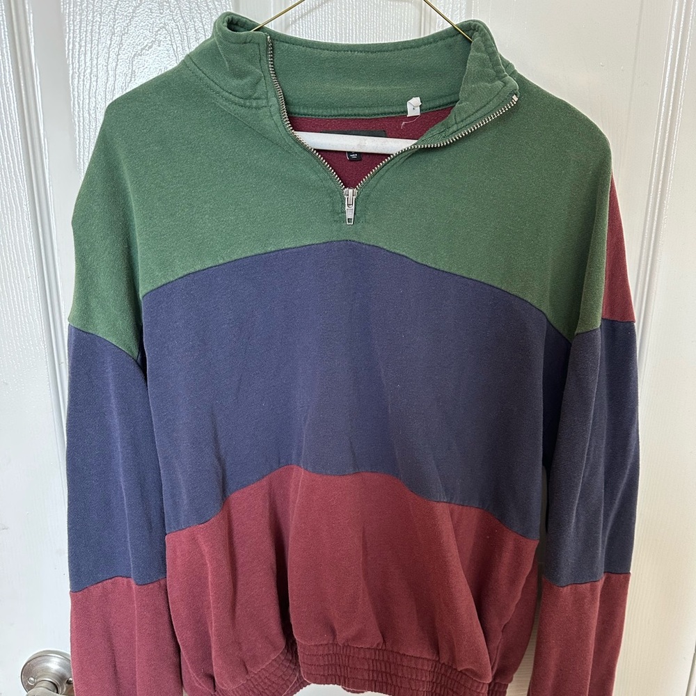 Vintage style block-color pullover sweater